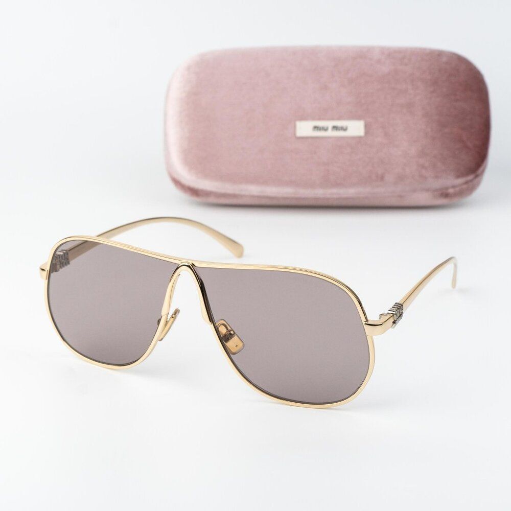 Miu Miu Women Sunglasses Gold Purple Brown Pilot MUA56S 5AK20I NEW AUTHENTIC